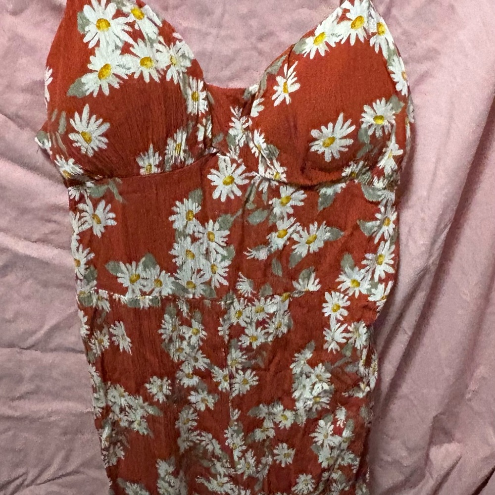 Derek Heart burnt orange and white Patterned Jumpsuit